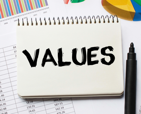 Notebook with Toolls and Notes about Values Values